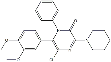 5-chloro-6-(3,4-dimethoxyphenyl)-1-phenyl-3-(1-piperidinyl)-2(1H)-pyrazinone Struktur