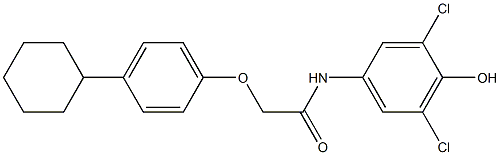 2-(4-cyclohexylphenoxy)-N-(3,5-dichloro-4-hydroxyphenyl)acetamide Struktur