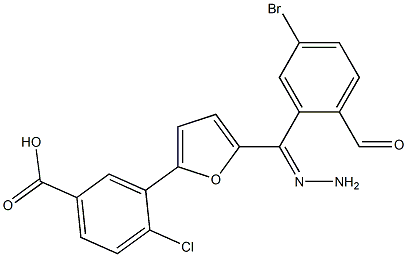 3-{5-[2-(4-bromobenzoyl)carbohydrazonoyl]-2-furyl}-4-chlorobenzoic acid Struktur