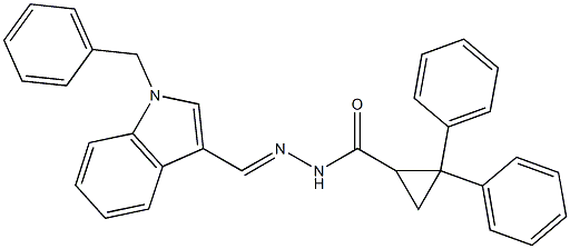 N'-[(1-benzyl-1H-indol-3-yl)methylene]-2,2-diphenylcyclopropanecarbohydrazide Struktur