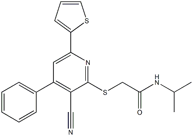 2-[(3-cyano-4-phenyl-6-thien-2-ylpyridin-2-yl)sulfanyl]-N-isopropylacetamide Struktur