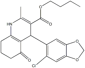 butyl 4-(6-chloro-1,3-benzodioxol-5-yl)-2-methyl-5-oxo-1,4,5,6,7,8-hexahydro-3-quinolinecarboxylate Struktur