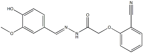 2-(2-cyanophenoxy)-N'-(4-hydroxy-3-methoxybenzylidene)acetohydrazide Struktur