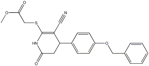 methyl ({4-[4-(benzyloxy)phenyl]-3-cyano-6-oxo-1,4,5,6-tetrahydro-2-pyridinyl}sulfanyl)acetate Struktur