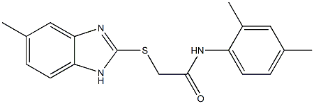 N-(2,4-dimethylphenyl)-2-[(5-methyl-1H-benzimidazol-2-yl)sulfanyl]acetamide Struktur