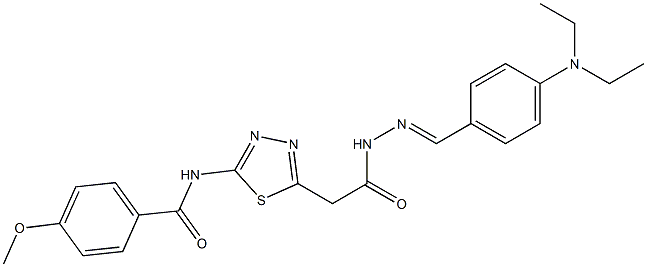 N-[5-(2-{2-[4-(diethylamino)benzylidene]hydrazino}-2-oxoethyl)-1,3,4-thiadiazol-2-yl]-4-methoxybenzamide Struktur