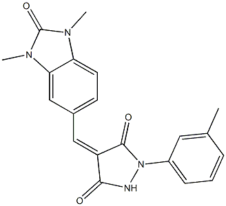 4-[(1,3-dimethyl-2-oxo-2,3-dihydro-1H-benzimidazol-5-yl)methylene]-1-(3-methylphenyl)-3,5-pyrazolidinedione Struktur