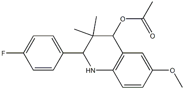 2-(4-fluorophenyl)-6-methoxy-3,3-dimethyl-1,2,3,4-tetrahydro-4-quinolinyl acetate Struktur