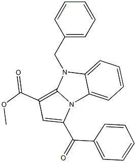 methyl 1-benzoyl-4-benzyl-4H-pyrrolo[1,2-a]benzimidazole-3-carboxylate Struktur