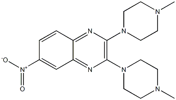 6-nitro-2,3-bis(4-methyl-1-piperazinyl)quinoxaline Struktur