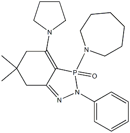 3-(1-azepanyl)-6,6-dimethyl-2-phenyl-4-(1-pyrrolidinyl)-3,5,6,7-tetrahydro-2H-1,2,3-benzodiazaphosphole 3-oxide Struktur