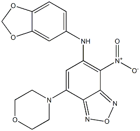 5-(1,3-benzodioxol-5-ylamino)-4-nitro-7-(4-morpholinyl)-2,1,3-benzoxadiazole Struktur