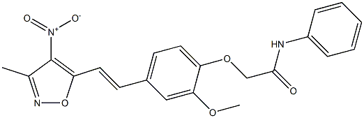 2-[4-(2-{4-nitro-3-methyl-5-isoxazolyl}vinyl)-2-methoxyphenoxy]-N-phenylacetamide Struktur