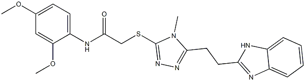 2-({5-[2-(1H-benzimidazol-2-yl)ethyl]-4-methyl-4H-1,2,4-triazol-3-yl}sulfanyl)-N-(2,4-dimethoxyphenyl)acetamide Struktur