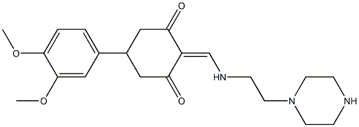 5-(3,4-dimethoxyphenyl)-2-({[2-(1-piperazinyl)ethyl]amino}methylene)-1,3-cyclohexanedione Struktur