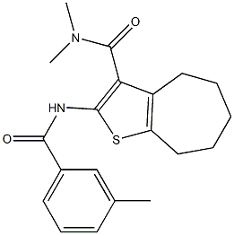 N,N-dimethyl-2-[(3-methylbenzoyl)amino]-5,6,7,8-tetrahydro-4H-cyclohepta[b]thiophene-3-carboxamide Struktur