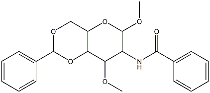 N-(6,8-dimethoxy-2-phenylhexahydropyrano[3,2-d][1,3]dioxin-7-yl)benzamide Struktur