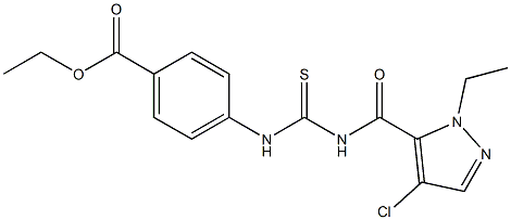 ethyl 4-[({[(4-chloro-1-ethyl-1H-pyrazol-5-yl)carbonyl]amino}carbothioyl)amino]benzoate Struktur