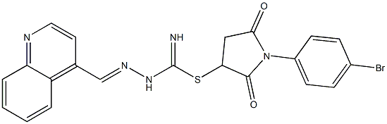 1-(4-bromophenyl)-2,5-dioxo-3-pyrrolidinyl 2-(4-quinolinylmethylene)hydrazinecarbimidothioate Struktur