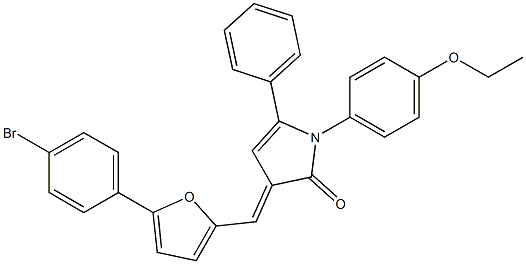 3-{[5-(4-bromophenyl)-2-furyl]methylene}-1-(4-ethoxyphenyl)-5-phenyl-1,3-dihydro-2H-pyrrol-2-one Struktur