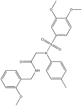 2-[{[3,4-bis(methyloxy)phenyl]sulfonyl}(4-methylphenyl)amino]-N-{[2-(methyloxy)phenyl]methyl}acetamide Struktur