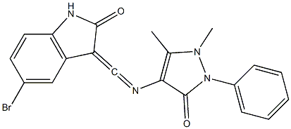 5-bromo-3-{[(1,5-dimethyl-3-oxo-2-phenyl-2,3-dihydro-1H-pyrazol-4-yl)imino]methylene}-1,3-dihydro-2H-indol-2-one Struktur