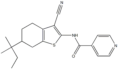 N-(3-cyano-6-tert-pentyl-4,5,6,7-tetrahydro-1-benzothien-2-yl)isonicotinamide Struktur