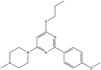 methyl 4-[4-(4-methyl-1-piperazinyl)-6-(propylsulfanyl)-2-pyrimidinyl]phenyl ether Struktur