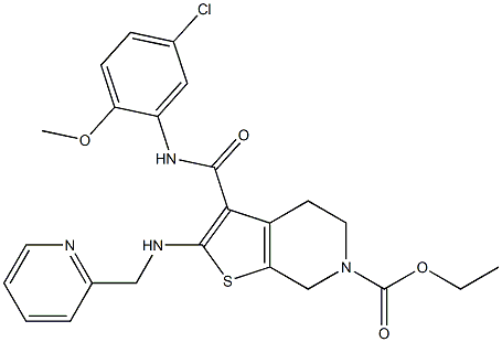 ethyl 3-[(5-chloro-2-methoxyanilino)carbonyl]-2-[(2-pyridinylmethyl)amino]-4,7-dihydrothieno[2,3-c]pyridine-6(5H)-carboxylate Struktur