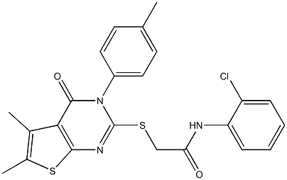 N-(2-chlorophenyl)-2-{[5,6-dimethyl-3-(4-methylphenyl)-4-oxo-3,4-dihydrothieno[2,3-d]pyrimidin-2-yl]sulfanyl}acetamide Struktur