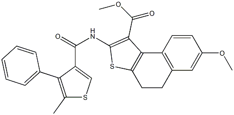 methyl 7-methoxy-2-{[(5-methyl-4-phenyl-3-thienyl)carbonyl]amino}-4,5-dihydronaphtho[2,1-b]thiophene-1-carboxylate Struktur