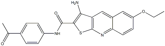 N-(4-acetylphenyl)-3-amino-6-(ethyloxy)thieno[2,3-b]quinoline-2-carboxamide Struktur