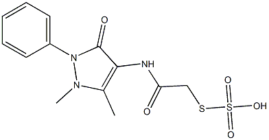 S-{2-[(1,5-dimethyl-3-oxo-2-phenyl-2,3-dihydro-1H-pyrazol-4-yl)amino]-2-oxoethyl} hydrogen thiosulfate Struktur