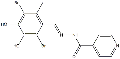 N'-(2,5-dibromo-3,4-dihydroxy-6-methylbenzylidene)isonicotinohydrazide Struktur