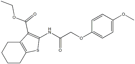 ethyl 2-{[(4-methoxyphenoxy)acetyl]amino}-4,5,6,7-tetrahydro-1-benzothiophene-3-carboxylate Struktur