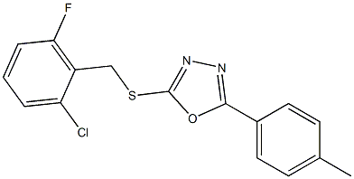 (2-chloro-6-fluorophenyl)methyl 5-(4-methylphenyl)-1,3,4-oxadiazol-2-yl sulfide Struktur