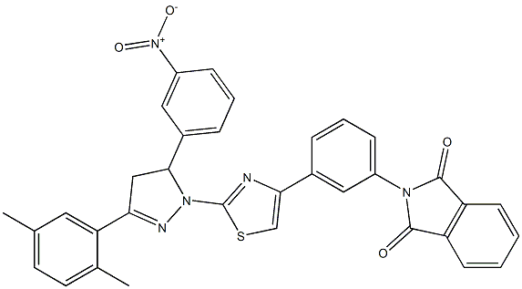 2-{3-[2-(3-(2,5-dimethylphenyl)-5-{3-nitrophenyl}-4,5-dihydro-1H-pyrazol-1-yl)-1,3-thiazol-4-yl]phenyl}-1H-isoindole-1,3(2H)-dione Struktur