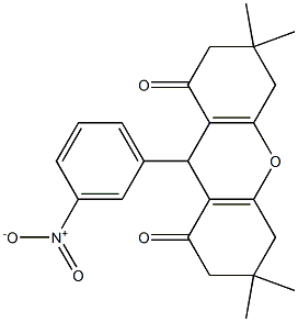 9-{3-nitrophenyl}-3,3,6,6-tetramethyl-3,4,5,6,7,9-hexahydro-1H-xanthene-1,8(2H)-dione Struktur