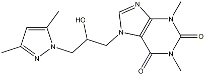 7-[3-(3,5-dimethyl-1H-pyrazol-1-yl)-2-hydroxypropyl]-1,3-dimethyl-3,7-dihydro-1H-purine-2,6-dione Struktur