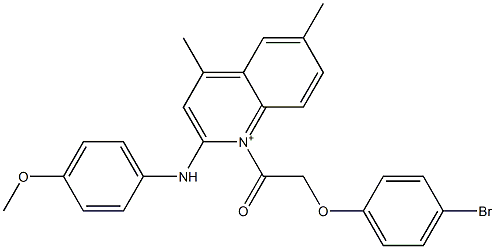 1-[(4-bromophenoxy)acetyl]-2-(4-methoxyanilino)-4,6-dimethylquinolinium Struktur