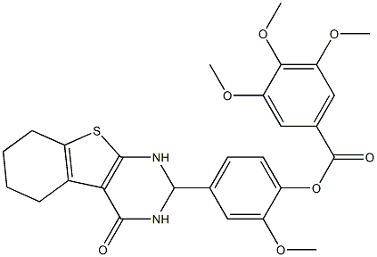 2-methoxy-4-(4-oxo-1,2,3,4,5,6,7,8-octahydro[1]benzothieno[2,3-d]pyrimidin-2-yl)phenyl 3,4,5-trimethoxybenzoate Struktur