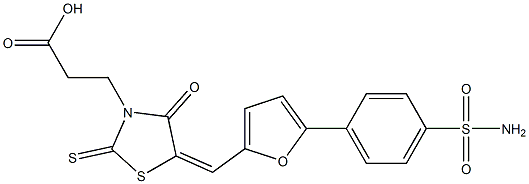 3-[5-({5-[4-(aminosulfonyl)phenyl]-2-furyl}methylene)-4-oxo-2-thioxo-1,3-thiazolidin-3-yl]propanoic acid Struktur