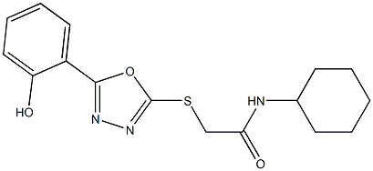 N-cyclohexyl-2-{[5-(2-hydroxyphenyl)-1,3,4-oxadiazol-2-yl]sulfanyl}acetamide Struktur