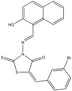 5-(3-bromobenzylidene)-3-{[(2-hydroxy-1-naphthyl)methylene]amino}-2-thioxo-1,3-thiazolidin-4-one Struktur