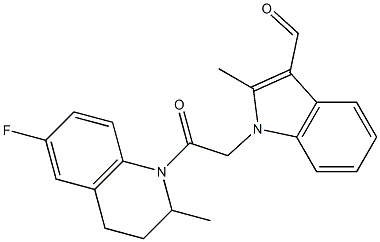 1-[2-(6-fluoro-2-methyl-3,4-dihydro-1(2H)-quinolinyl)-2-oxoethyl]-2-methyl-1H-indole-3-carbaldehyde Struktur