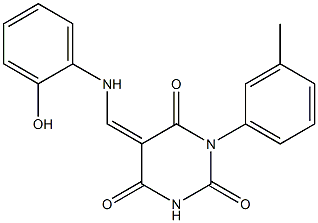 5-[(2-hydroxyanilino)methylene]-1-(3-methylphenyl)-2,4,6(1H,3H,5H)-pyrimidinetrione Struktur