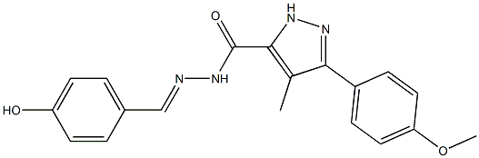 N'-(4-hydroxybenzylidene)-3-(4-methoxyphenyl)-4-methyl-1H-pyrazole-5-carbohydrazide Struktur