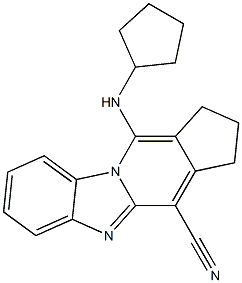 11-(cyclopentylamino)-2,3-dihydro-1H-cyclopenta[4,5]pyrido[1,2-a]benzimidazole-4-carbonitrile Struktur