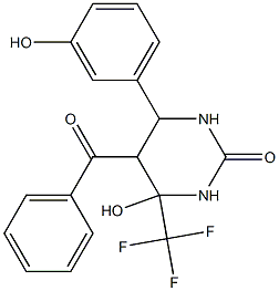 5-benzoyl-4-hydroxy-6-(3-hydroxyphenyl)-4-(trifluoromethyl)tetrahydro-2(1H)-pyrimidinone Struktur