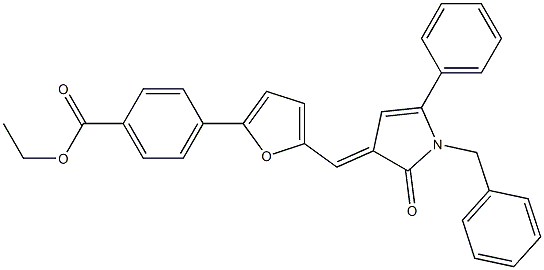 ethyl 4-{5-[(1-benzyl-2-oxo-5-phenyl-1,2-dihydro-3H-pyrrol-3-ylidene)methyl]-2-furyl}benzoate Struktur